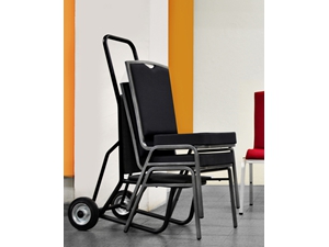 Banquet Chair Trolley shown with 2 Banquet Stacking Chairs