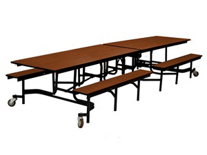 Cafeteria Folding Table Bench Style 12 Seater Primary Size / K12 size in Open Position. Allows for 12 persons to seat immediately