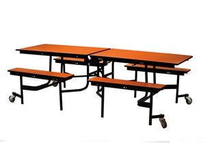 Cafeteria Folding Table Bench Style in 8 Seater Style. Image displays in Adult size