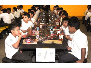 Cafeteria Folding Table shown in student height for primary school students in Kuwait