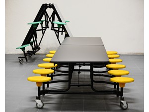 View of Cafeteria Folding Tables in semi open and open positions