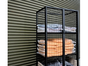 Caged Linen Trolley shown with Arm Handle and Caged Doors closed
