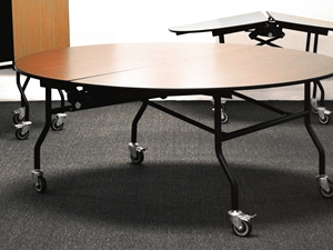 Round Mobile Folding Table shown 