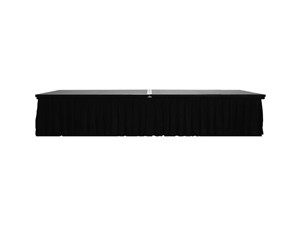 Front profile of stage skirtings with box pleat design in Black