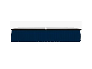 Front profile of stage skirtings with box pleat design in Navy Blue